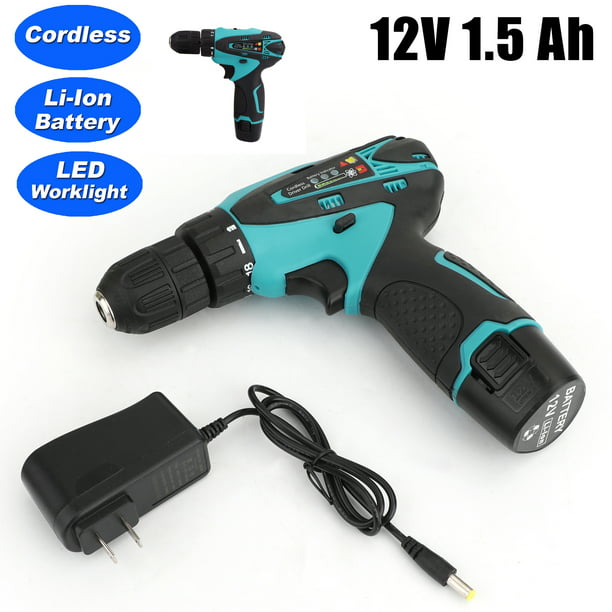 Cordless Drill Driver Kit 3/8 Keyless Chuck 18+1 Clutch 21V Impact Drill Set with 1.5Ah Li-Ion Battery & Charger 450 In-lb Torque 0-350/0-1400RMP Variable Speed Drilling Wall Brick Wood Metal 